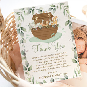 Noah's Ark Groene Baby Shower Geslacht Neutraal  Bedankkaart