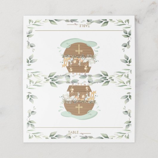 Noah's Ark Groene Dieren Doop doop doopsel Plaatskaartje (Buitenkant ongevouwen)