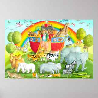 Noah's Ark Happy Landing Illustratie Poster