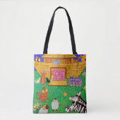 Noah's Ark illustratie Rainbow Funny Elephant Tote Bag (Voorkant)