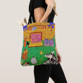 Noah's Ark illustratie Rainbow Funny Elephant Tote Bag (Dichtbij)