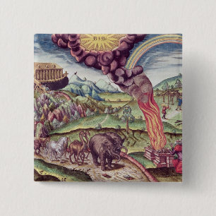 Noah's Ark, illustratie uit 'Brevis Narratio' Vierkante Button 5,1 Cm