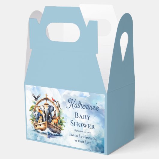 Noah's Ark Leuke Dieren Blauwe Jongen Baby shower Bedankdoosjes (Geopend)