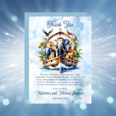 Noah's Ark Leuke Dieren Blauwe Jongen Baby shower Bedankkaart
