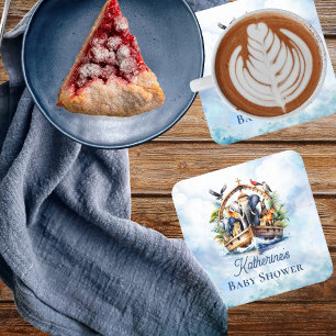 Noah's Ark Leuke Dieren Blauwe Jongen Baby shower Kartonnen Onderzetters