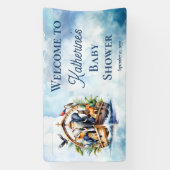 Noah's Ark Leuke Dieren Blauwe Jongen Baby shower Spandoek (Verticaal)