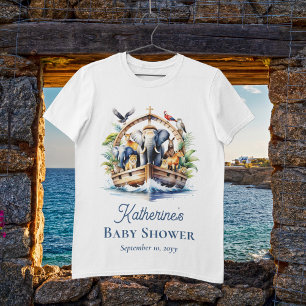 Noah's Ark Leuke Dieren Blauwe Jongen Baby shower Tri-Blend Shirt