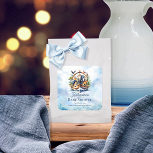 Noah's Ark Leuke Dieren Blauwe Jongen Baby shower Vierkante Sticker