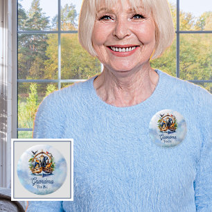 Noah's Ark Leuke Dieren Blauwe Jongen Oma om te zi Ronde Button 5,7 Cm