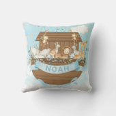 Noah's Ark Leuke Dieren Jongen Kwekerij Sky Blue Kussen (Achterkant)