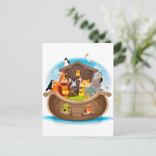 Noah's ark met Oerwouden dieren Briefkaart (Staand voorkant)