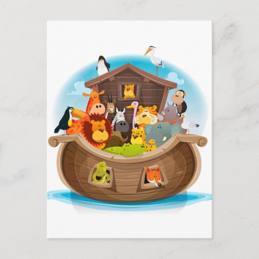 Noah's ark met Oerwouden dieren Briefkaart (Voorkant)