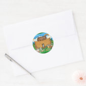 Noah's Ark met Regenboog Ronde Sticker (Envelop)