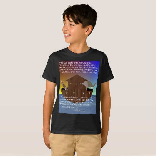 Noah's Ark (met scriptuur) Kinderen T-Shirt (Voorkant volledig)