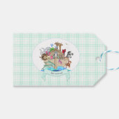 Noah's Ark Mint Green Gingham Bedankt cadeau Cadeaulabel (Voorkant (Horizontaal))