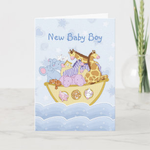 Noah's Ark New Baby Boy Card Kaart