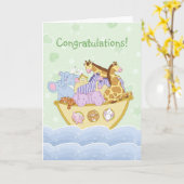 Noah's Ark New Baby Kaart (Gele Bloem)