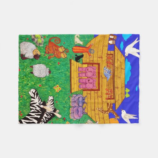 Noah's Ark: Noah's Floating Zoo: kinder kinderkame Fleece Deken (Voorkant (Horizontaal))