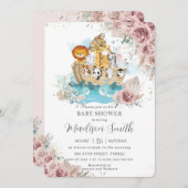 Noah's Ark Pampas Grass Blush Floral Baby shower Kaart (Voorkant / Achterkant)
