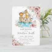 Noah's Ark Pampas Grass Blush Floral Baby shower Kaart (Staand voorkant)