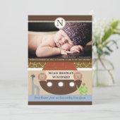 Noah's Ark Photo Birth Announcement Aankondiging (Staand voorkant)