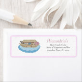 Noah's Ark Pink Baby Girl Shower Uitnodiging Etiket (Insitu)