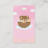 Noah's Ark Pink Baby shower Boeken voor Baby Informatiekaartje (Achterkant)