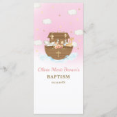 Noah's Ark Pink Baptism Birthday Baby shower Menu (Achterkant)