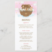 Noah's Ark Pink Baptism Birthday Baby shower Menu (Voorkant)