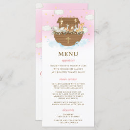 Noah's Ark Pink Baptism Birthday Baby shower Menu