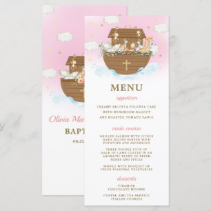 Noah's Ark Pink Baptism Birthday Baby shower Menu