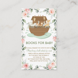 Noah's Ark Pink Floral Baby shower Boeken voor Bab Informatiekaartje
