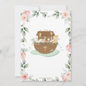 Noah's Ark Pink Floral Meisje Dopen Bedankkaart (Achterkant)
