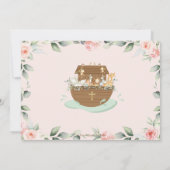 Noah's Ark Pink Floral Meisje Dopen Bedankkaart (Achterkant)