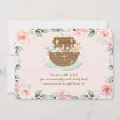 Noah's Ark Pink Floral Meisje Dopen Kaart (Achterkant)