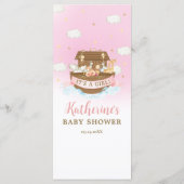 Noah's Ark Pink Girl Twins Baby shower Programmakaart (Achterkant)