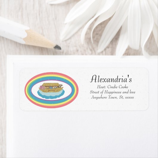 Noah's Ark Rainbow Baby shower Invitation Etiket (Insitu)