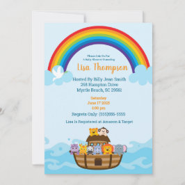 Noah's Ark Rainbow Baby shower Invitation Kaart