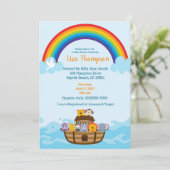 Noah's Ark Rainbow Baby shower Invitation Kaart (Staand voorkant)