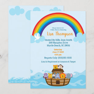 Noah's Ark Rainbow Baby shower Invitation Kaart