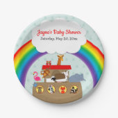 Noah's Ark Rainbow Baby shower Papieren Bordje (Voorkant)