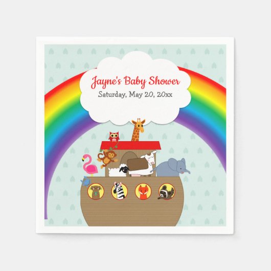 Noah's Ark Rainbow Baby shower Servet (Voorkant)