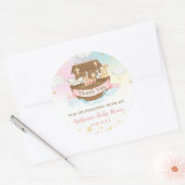 Noah's Ark Rainbow Birthday Baby shower Bedankt Ronde Sticker (Envelop)
