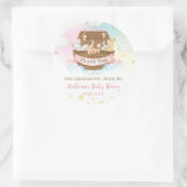 Noah's Ark Rainbow Birthday Baby shower Bedankt Ronde Sticker (Tas)