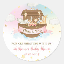 Noah's Ark Rainbow Birthday Baby shower Bedankt Ronde Sticker
