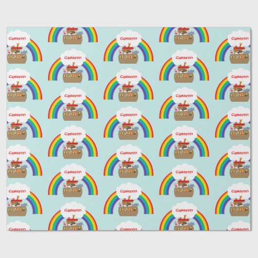 Noah's Ark Rainbow en Cloud Personalized Cadeaupapier (Vlak)