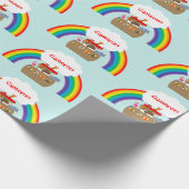 Noah's Ark Rainbow en Cloud Personalized Cadeaupapier (Hoek)