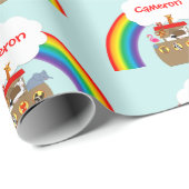 Noah's Ark Rainbow en Cloud Personalized Cadeaupapier (Rol Hoek)