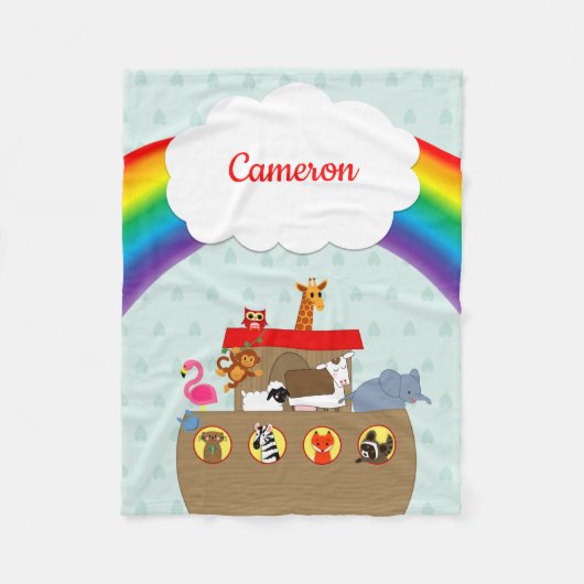 Noah's Ark Rainbow gepersonaliseerd Fleece Deken (Voorkant)