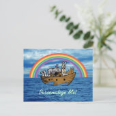 Noah's Ark & Regenboog Briefkaart (Staand voorkant)
